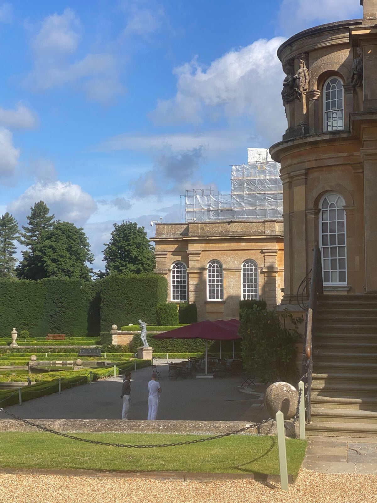 Brierty Decoration team on site at Blenheim Palace gardens, Woodstock Oxfordshire
